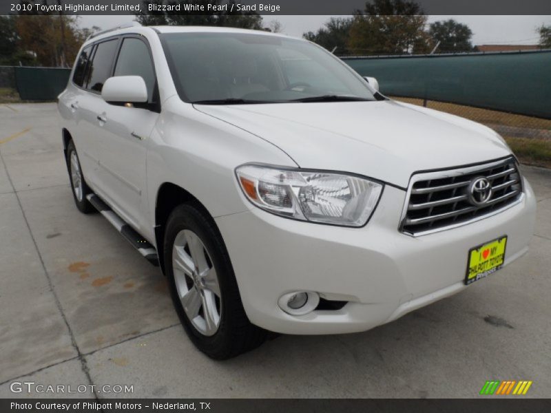 Blizzard White Pearl / Sand Beige 2010 Toyota Highlander Limited