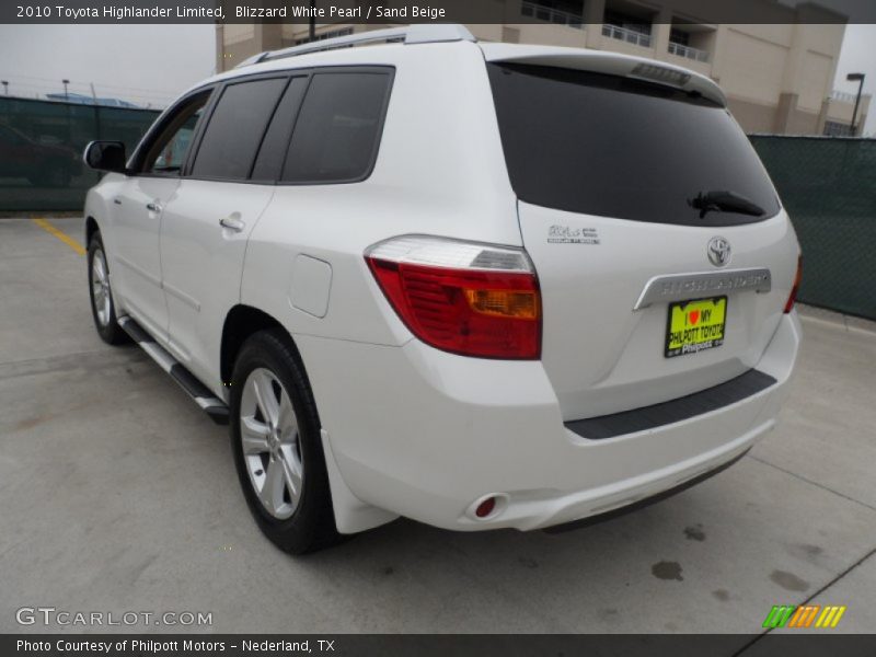 Blizzard White Pearl / Sand Beige 2010 Toyota Highlander Limited