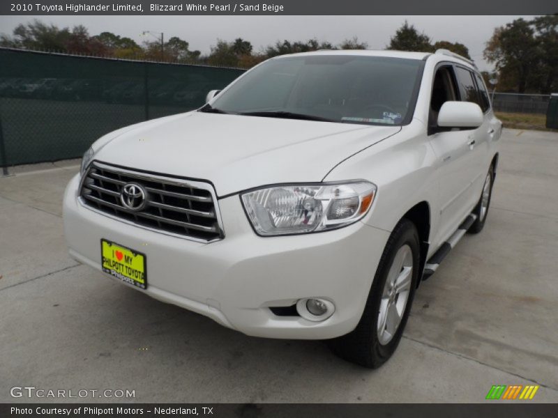 Blizzard White Pearl / Sand Beige 2010 Toyota Highlander Limited