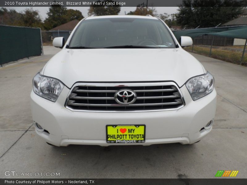 Blizzard White Pearl / Sand Beige 2010 Toyota Highlander Limited