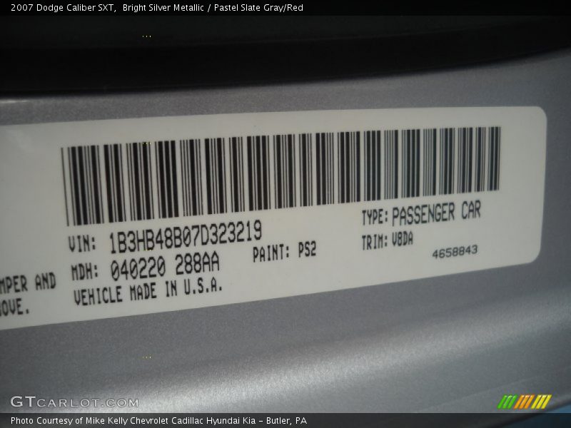 Bright Silver Metallic / Pastel Slate Gray/Red 2007 Dodge Caliber SXT