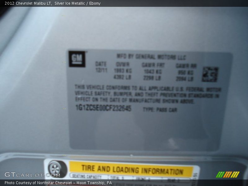 Silver Ice Metallic / Ebony 2012 Chevrolet Malibu LT