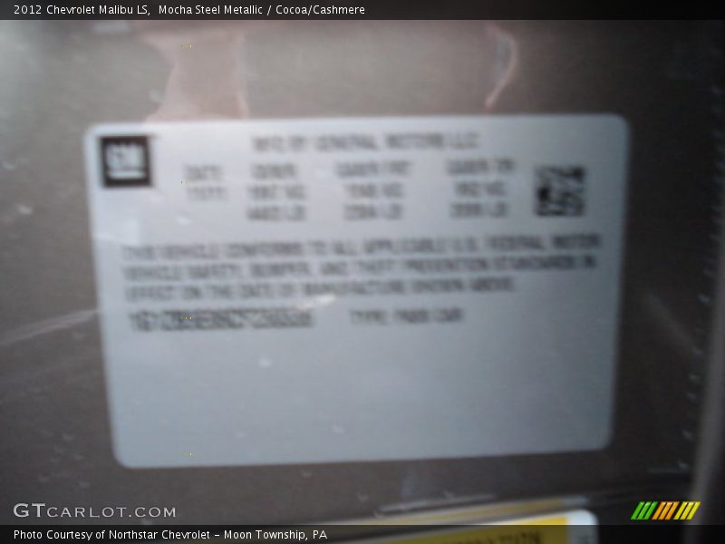 Mocha Steel Metallic / Cocoa/Cashmere 2012 Chevrolet Malibu LS