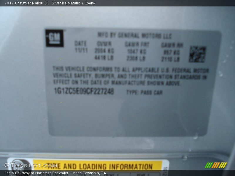 Silver Ice Metallic / Ebony 2012 Chevrolet Malibu LT