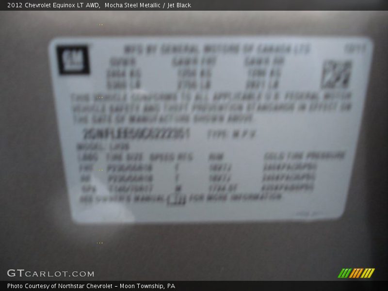 Mocha Steel Metallic / Jet Black 2012 Chevrolet Equinox LT AWD