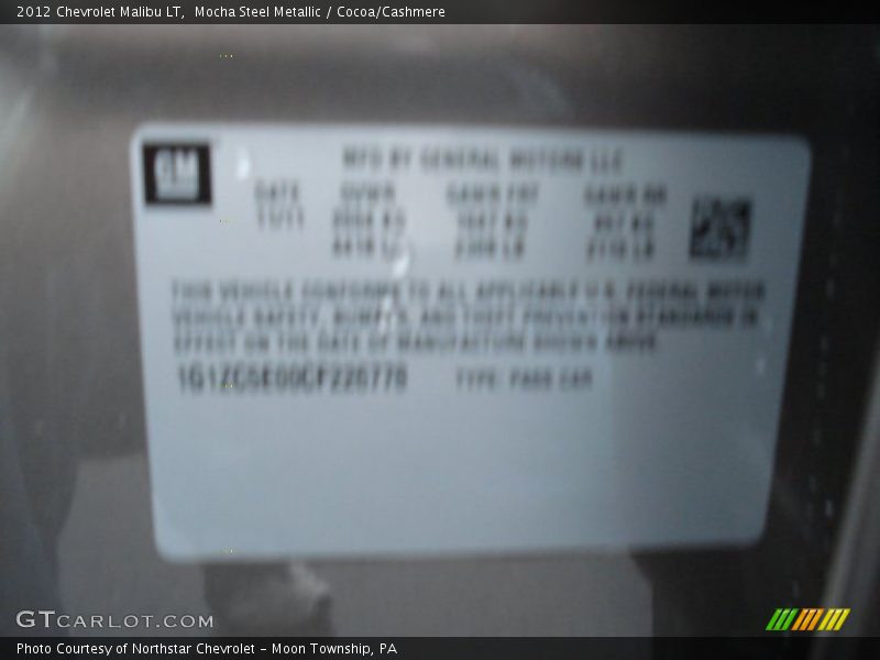 Mocha Steel Metallic / Cocoa/Cashmere 2012 Chevrolet Malibu LT