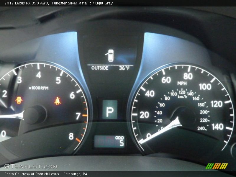 Tungsten Silver Metallic / Light Gray 2012 Lexus RX 350 AWD