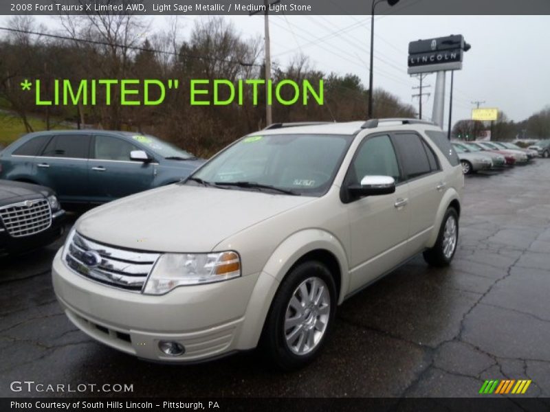 Light Sage Metallic / Medium Light Stone 2008 Ford Taurus X Limited AWD
