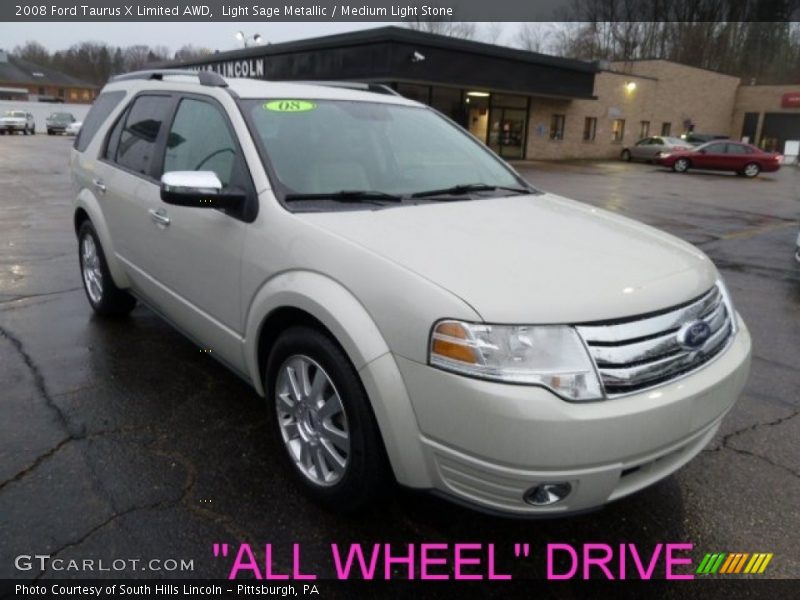 Light Sage Metallic / Medium Light Stone 2008 Ford Taurus X Limited AWD