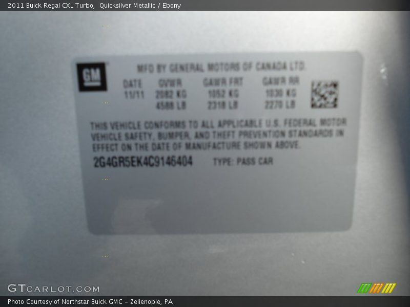 Quicksilver Metallic / Ebony 2011 Buick Regal CXL Turbo
