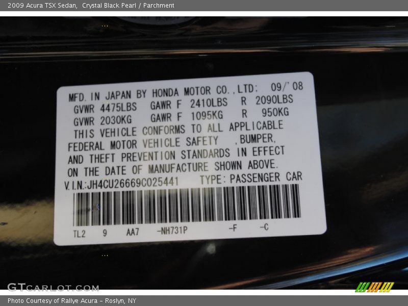 Crystal Black Pearl / Parchment 2009 Acura TSX Sedan