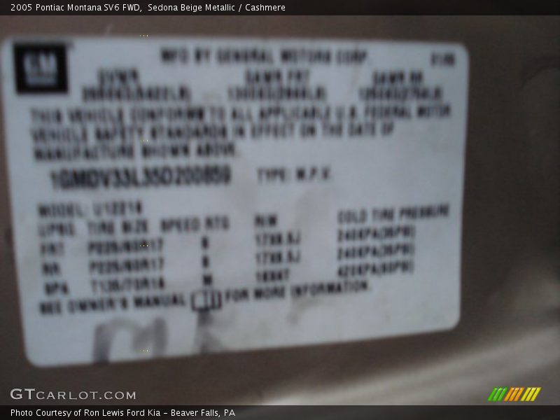 Sedona Beige Metallic / Cashmere 2005 Pontiac Montana SV6 FWD
