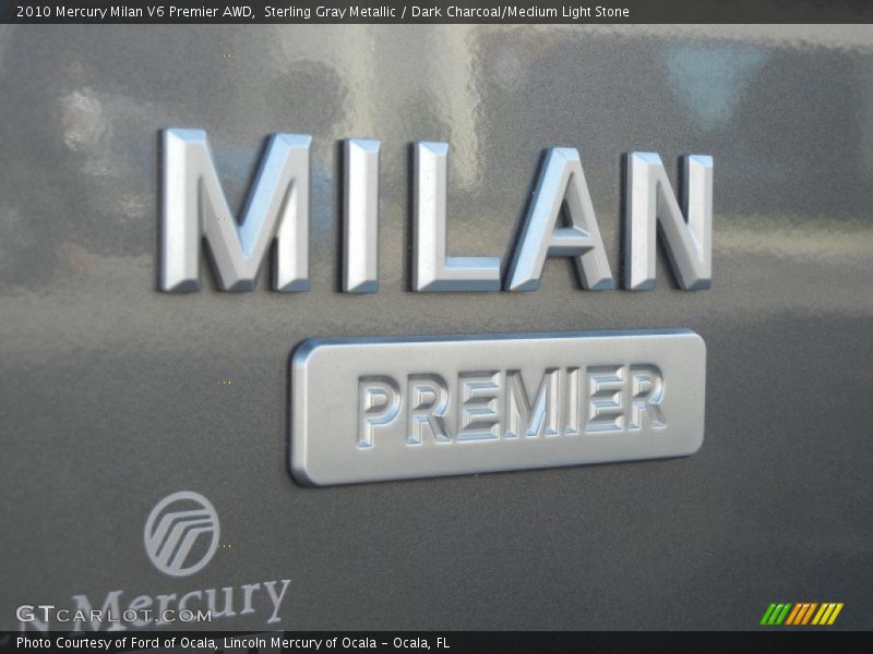 Sterling Gray Metallic / Dark Charcoal/Medium Light Stone 2010 Mercury Milan V6 Premier AWD