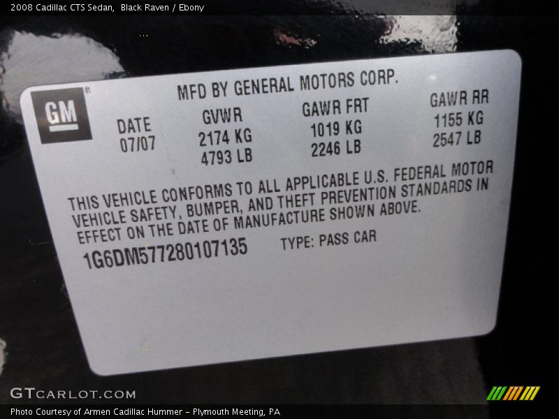 Black Raven / Ebony 2008 Cadillac CTS Sedan