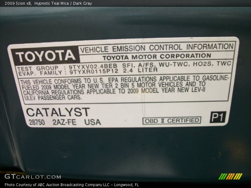 Hypnotic Teal Mica / Dark Gray 2009 Scion xB