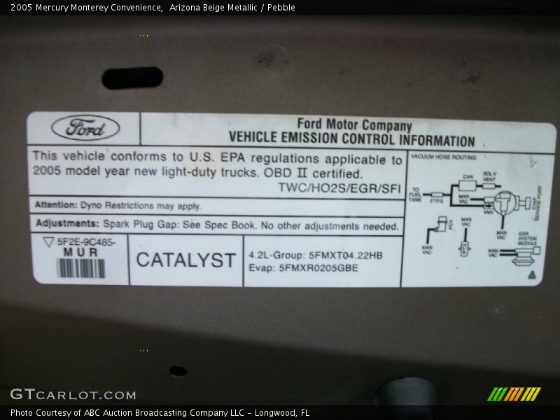 Arizona Beige Metallic / Pebble 2005 Mercury Monterey Convenience