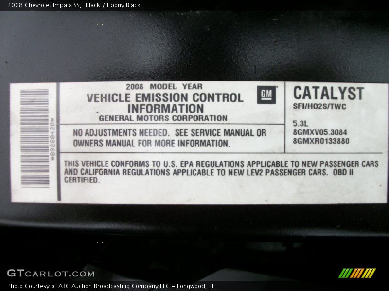 Black / Ebony Black 2008 Chevrolet Impala SS