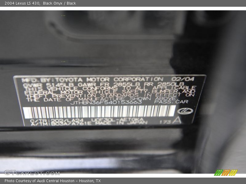 Black Onyx / Black 2004 Lexus LS 430