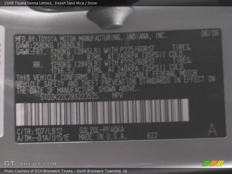 Desert Sand Mica / Stone 2008 Toyota Sienna Limited