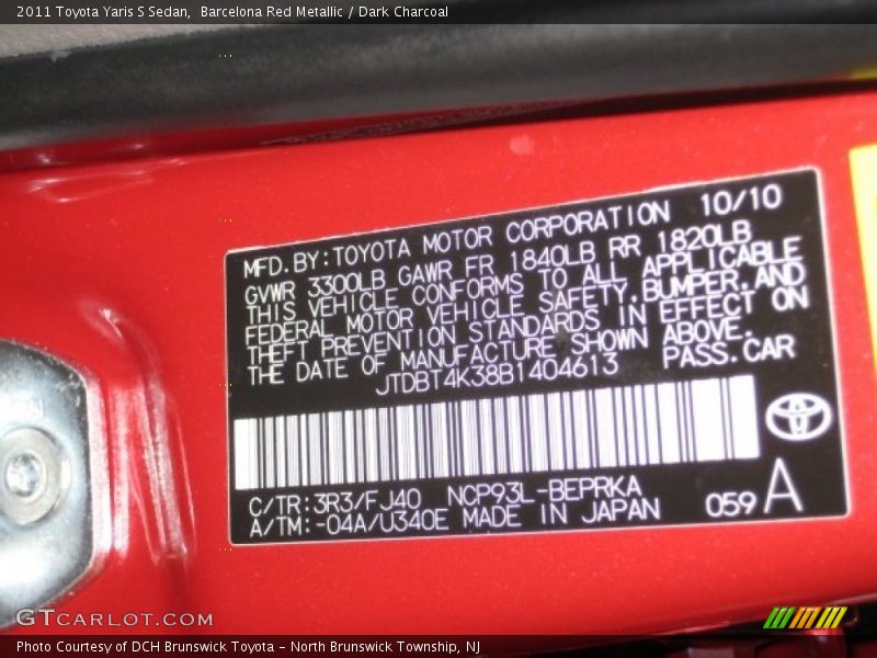Barcelona Red Metallic / Dark Charcoal 2011 Toyota Yaris S Sedan
