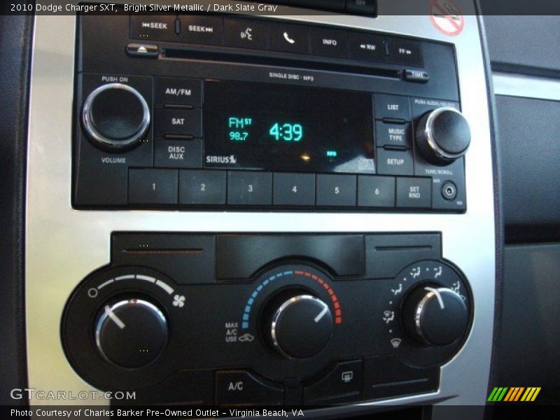 Bright Silver Metallic / Dark Slate Gray 2010 Dodge Charger SXT