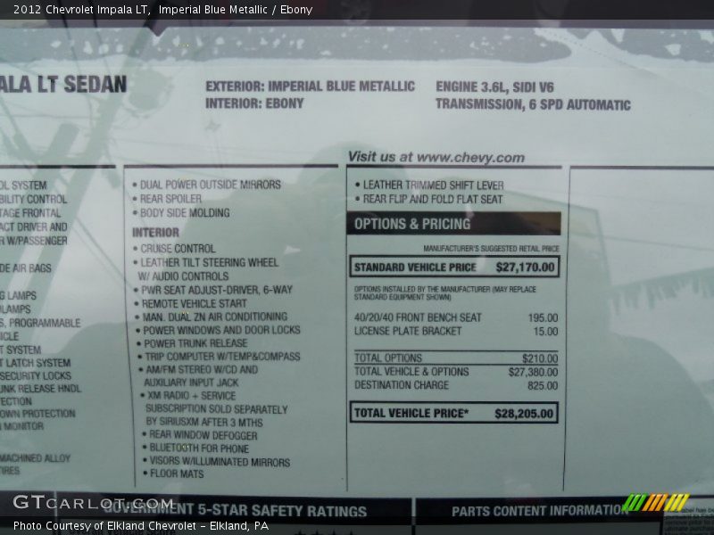 Imperial Blue Metallic / Ebony 2012 Chevrolet Impala LT
