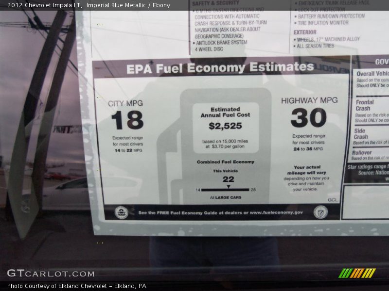 Imperial Blue Metallic / Ebony 2012 Chevrolet Impala LT