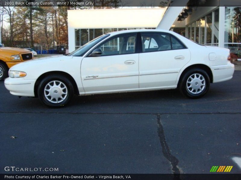 White / Medium Gray 2001 Buick Century Custom