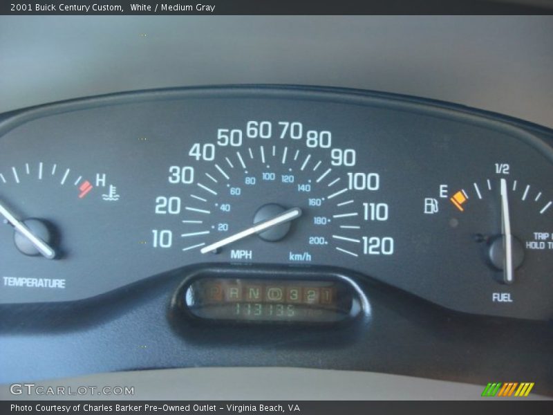 White / Medium Gray 2001 Buick Century Custom
