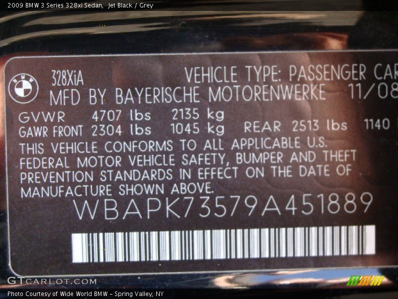Jet Black / Grey 2009 BMW 3 Series 328xi Sedan