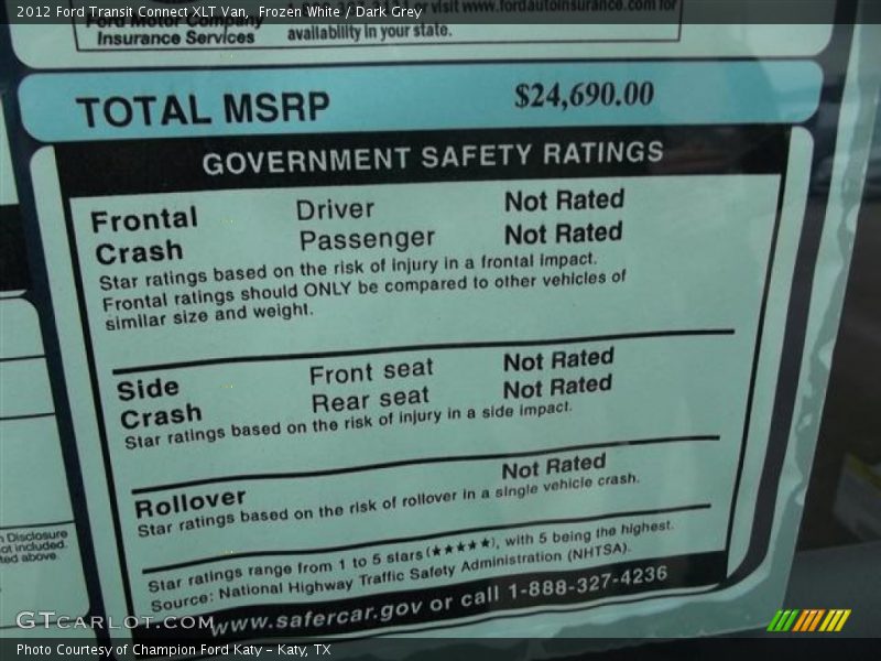  2012 Transit Connect XLT Van Window Sticker