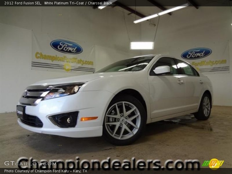 White Platinum Tri-Coat / Charcoal Black 2012 Ford Fusion SEL