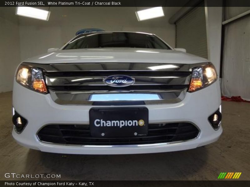 White Platinum Tri-Coat / Charcoal Black 2012 Ford Fusion SEL