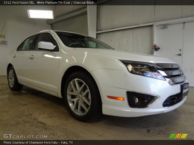 White Platinum Tri-Coat / Charcoal Black 2012 Ford Fusion SEL