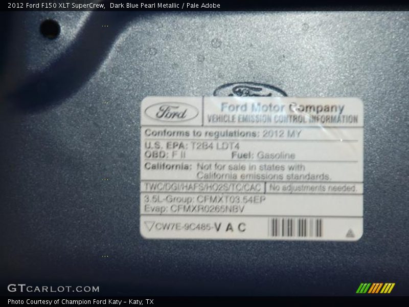 Dark Blue Pearl Metallic / Pale Adobe 2012 Ford F150 XLT SuperCrew