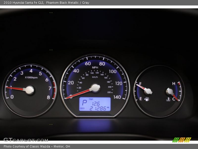 Phantom Black Metallic / Gray 2010 Hyundai Santa Fe GLS