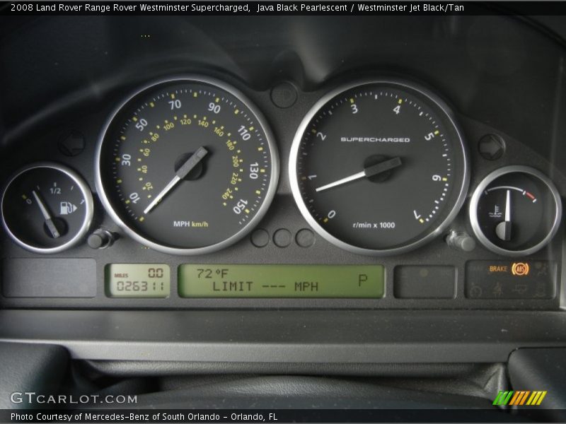 Java Black Pearlescent / Westminster Jet Black/Tan 2008 Land Rover Range Rover Westminster Supercharged