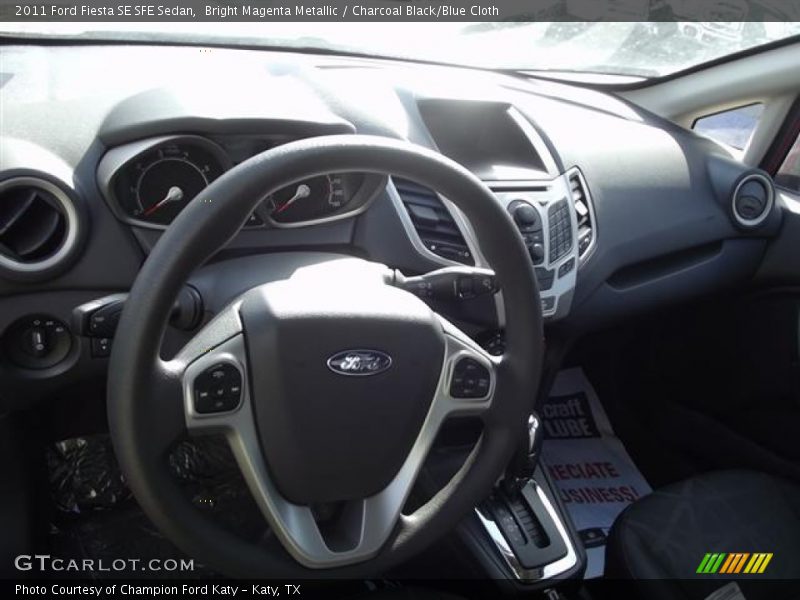 Bright Magenta Metallic / Charcoal Black/Blue Cloth 2011 Ford Fiesta SE SFE Sedan