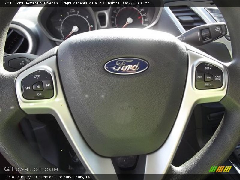 Bright Magenta Metallic / Charcoal Black/Blue Cloth 2011 Ford Fiesta SE SFE Sedan