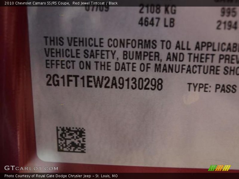 Red Jewel Tintcoat / Black 2010 Chevrolet Camaro SS/RS Coupe