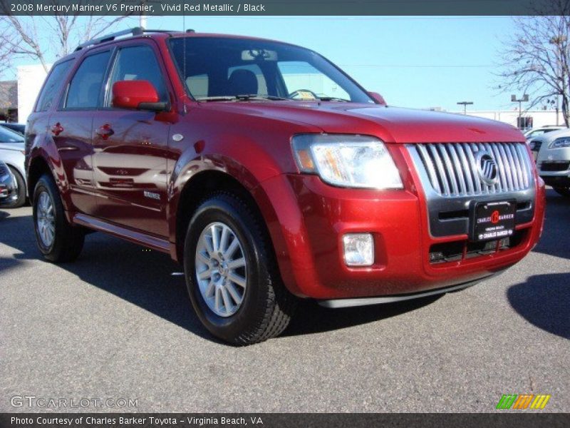 Vivid Red Metallic / Black 2008 Mercury Mariner V6 Premier