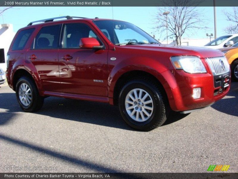 Vivid Red Metallic / Black 2008 Mercury Mariner V6 Premier