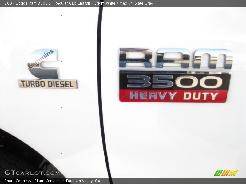 Bright White / Medium Slate Gray 2007 Dodge Ram 3500 ST Regular Cab Chassis
