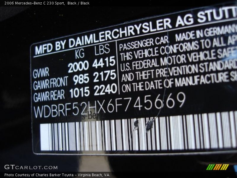 Black / Black 2006 Mercedes-Benz C 230 Sport