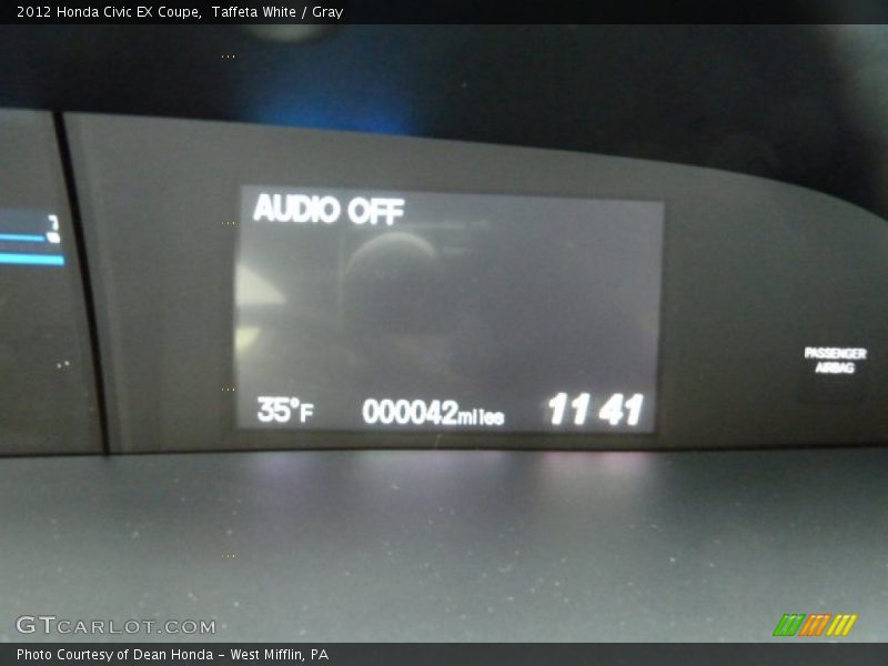 Taffeta White / Gray 2012 Honda Civic EX Coupe