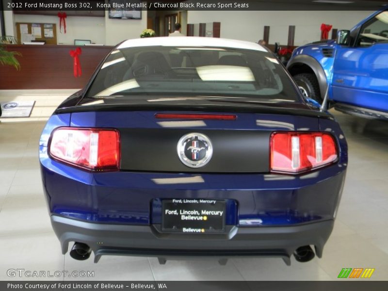 Kona Blue Metallic / Charcoal Black Recaro Sport Seats 2012 Ford Mustang Boss 302
