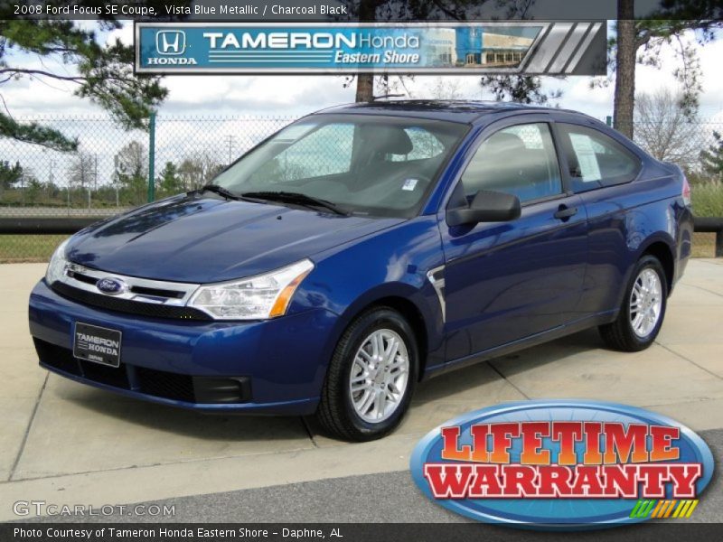 Vista Blue Metallic / Charcoal Black 2008 Ford Focus SE Coupe