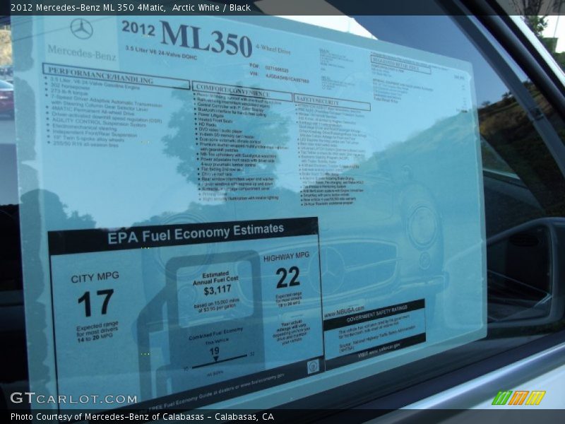 Arctic White / Black 2012 Mercedes-Benz ML 350 4Matic