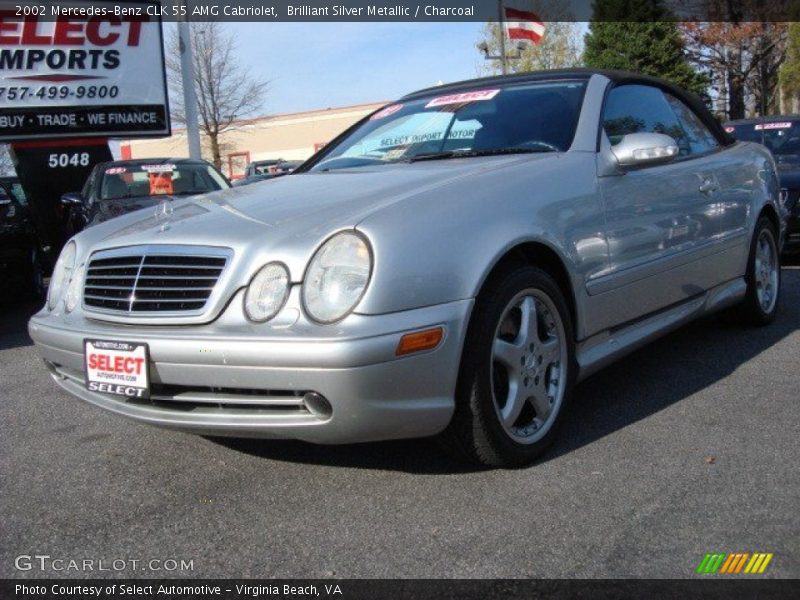 Brilliant Silver Metallic / Charcoal 2002 Mercedes-Benz CLK 55 AMG Cabriolet
