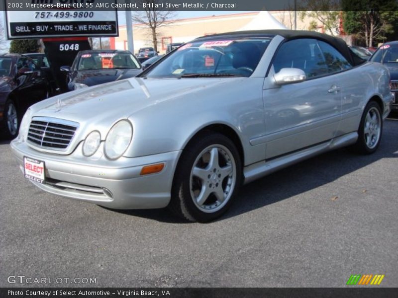 Brilliant Silver Metallic / Charcoal 2002 Mercedes-Benz CLK 55 AMG Cabriolet